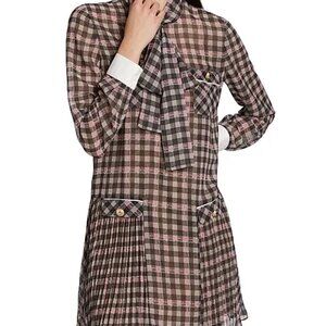 SELF PORTRAIT - Plaid Chiffon Tieneck Minidress - still in stores at SAKS NOW